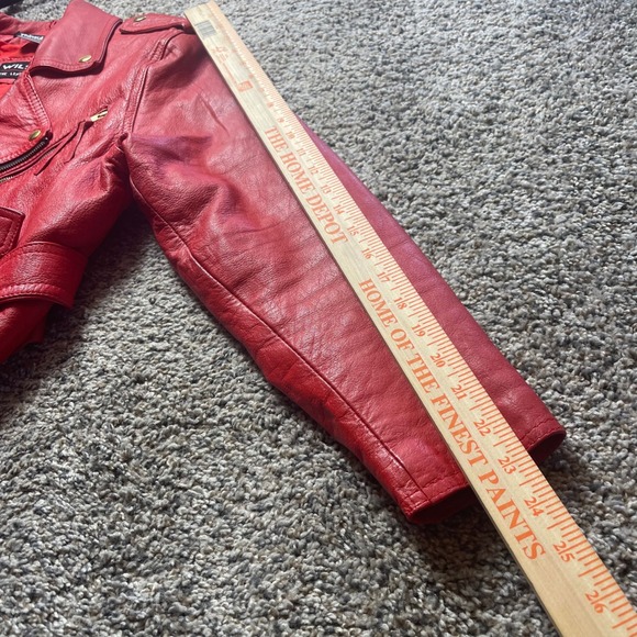 Wilsons Women's M Red Leather Moto Jacket Cropped Belted Biker Thinsulate - Picture 8 of 9